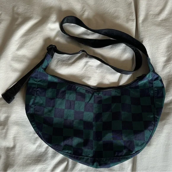 Baggu Medium Crescent Bag Navy Check - Picture 3 of 8